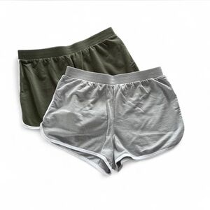 No Boundaries Grey and Dark Green Women's Athletic Shorts